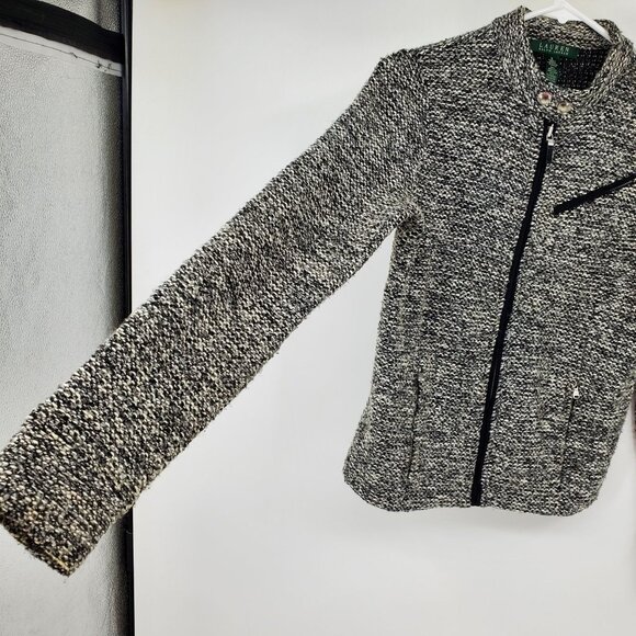Lauren Ralph Lauren Black Tweed Look Women's Zip Up Jacket Size Small - Picture 6 of 8